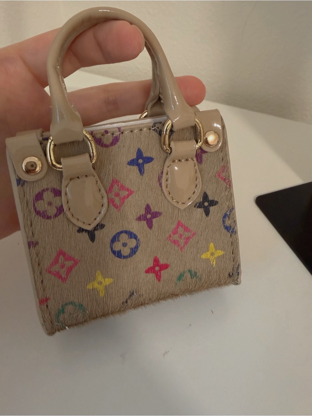Mini Genuine Leather Pony Hair Multicolor Bag Charm ✨